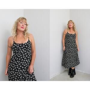 1990's Vintage Rabbit Rabbit Rabbit Midi Dress Women's XS SM Soft Core Grunge